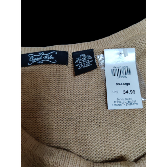 Crystal Kobe button down Autumn leaves and beige knit sweater size XXL - Picture 3 of 3